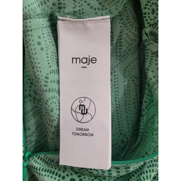 Maje MFPRO2401 Rimaro Dress NWT 42 Vert Ethnique Cupro Viscose –No Belt SS22 - Picture 10 of 16